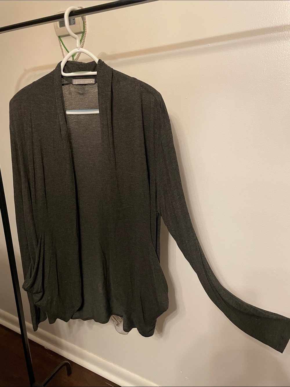 Open-Front Lightweight Cardigan - Charcoal Gray